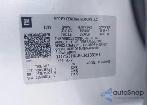 2020 Cadillac Escalade 2Wd Luxury from USA, damaged, VIN 1GYS3HKJ9LR188161